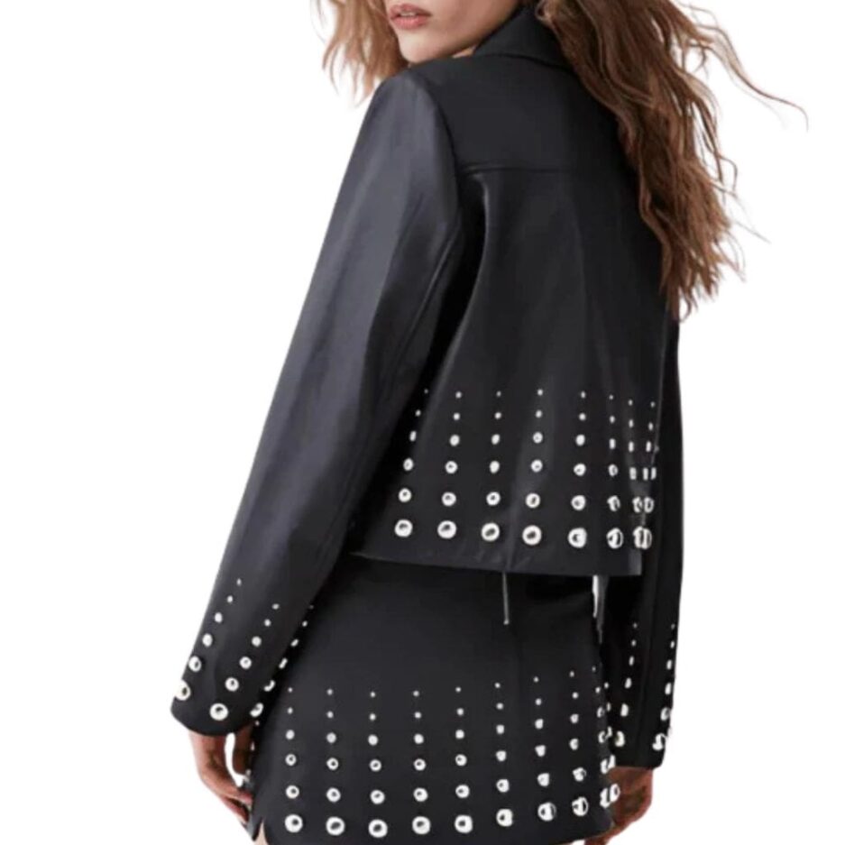 Studded Leather Jacket Black for women