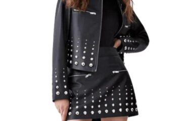 Women's Studded Leather Jacket Black Brissleatherstudio