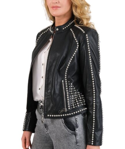 Halloween Studded Women's Leather Jacket