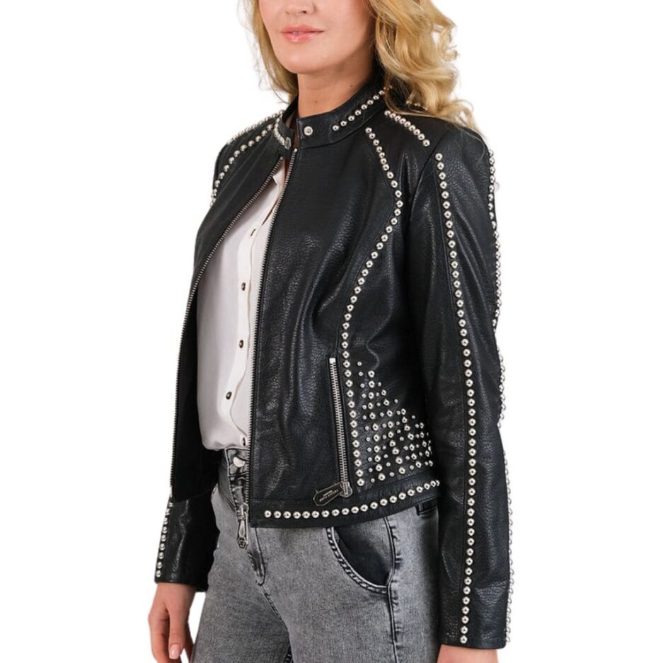 Halloween Studded Women's Leather Jacket