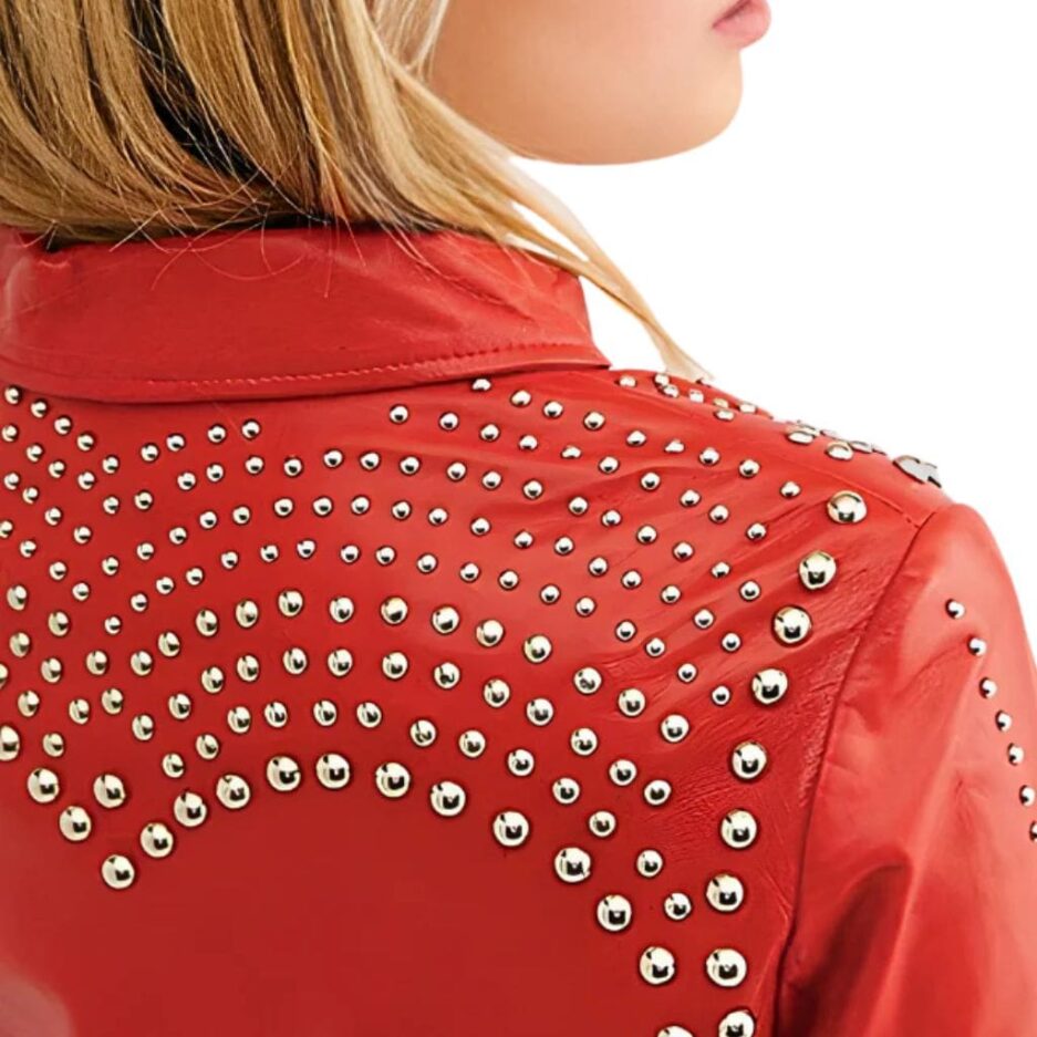 Studded Design back leather jacket
