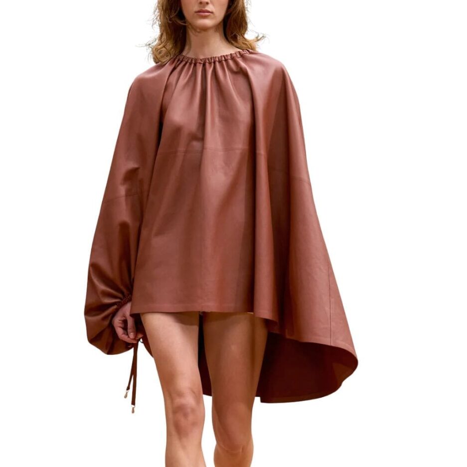 Faux Leather Pleated Cape Top