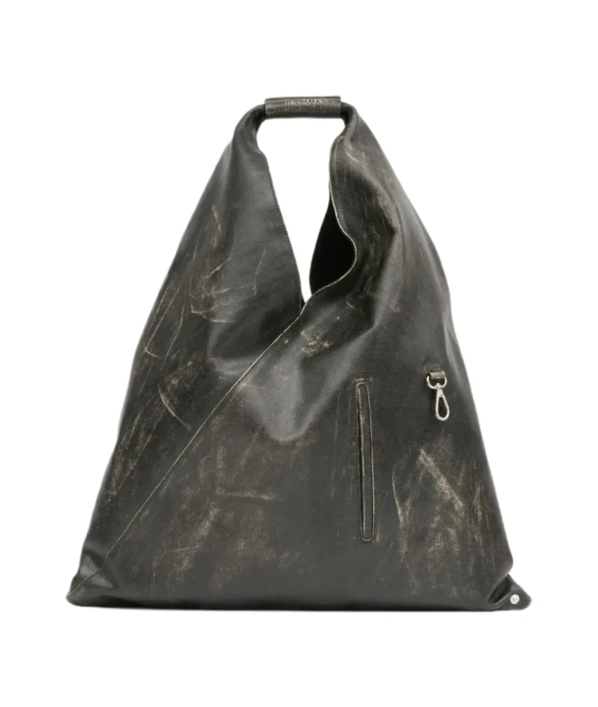 distressed leather bag