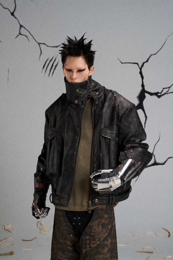 leather distressed jacket punk