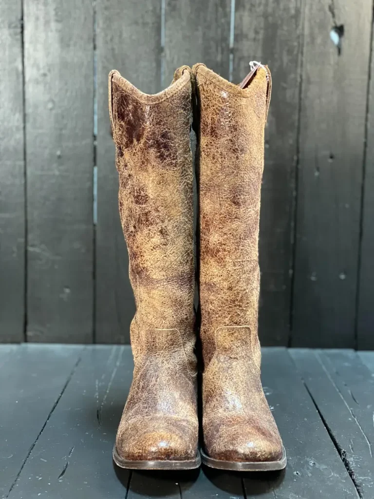 distressed leather boots