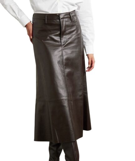 Corporate Women Leather Midi Skirt