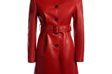 Women Red Leather Coat
