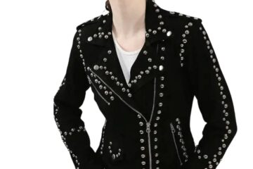 Women’s Black Suede Studded Leather Jacket
