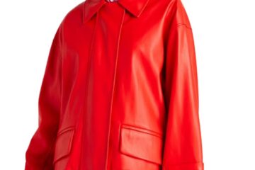 Women Oversized Red Leather Jacket