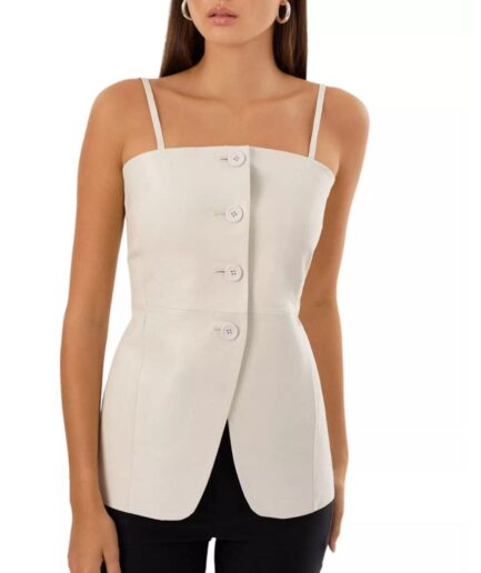 White Leather Bustier Top