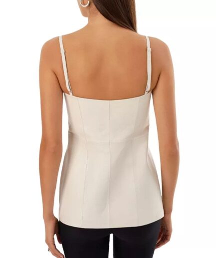 Back White Leather Bustier Top