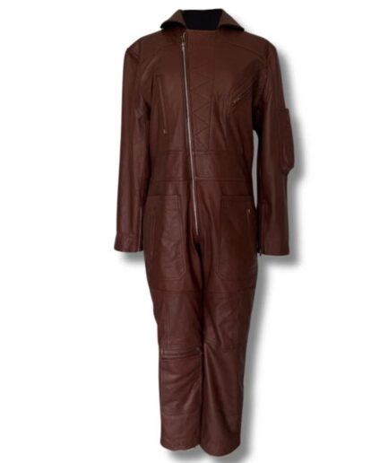 Paneled Detailing Men Leather Overalls