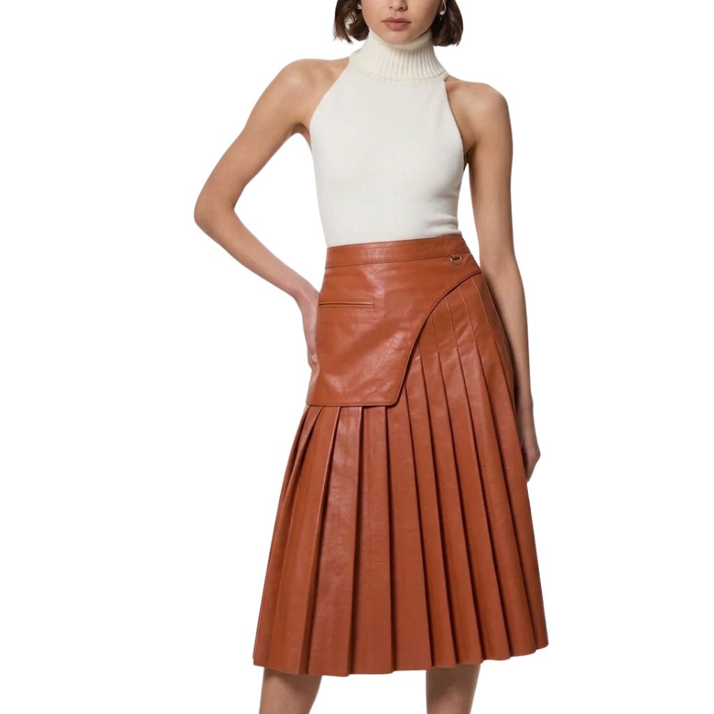 Pleated Women Midi Skirt