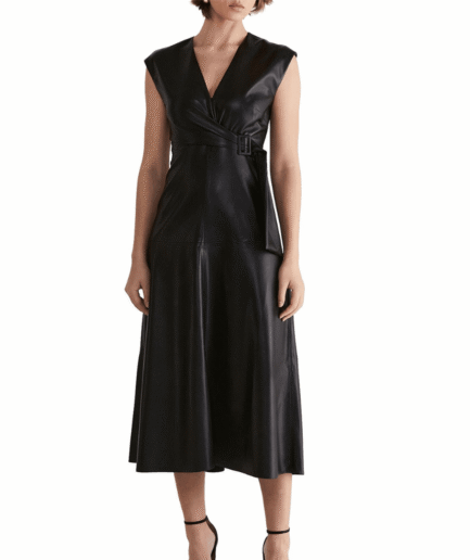Midi Wrap Leather Dress for Women