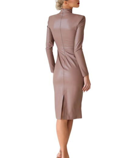 Bodycon Faux Leather Dress With Back slit