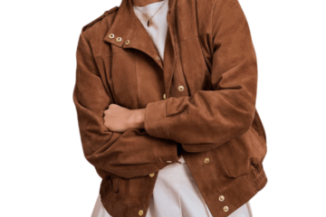 Tan Suede Leather Bomber Jacket for Women