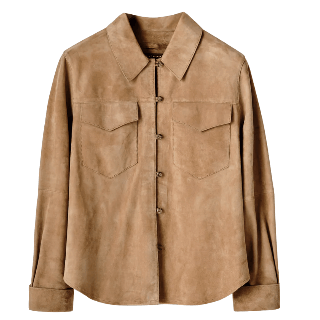 Untitled design (32) (1) Tan Suede Leather Shirt for women