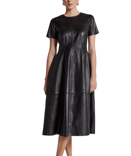 A-Line Black Leather Dress for Women