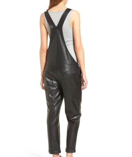 Faux Leather Overalls for Women back
