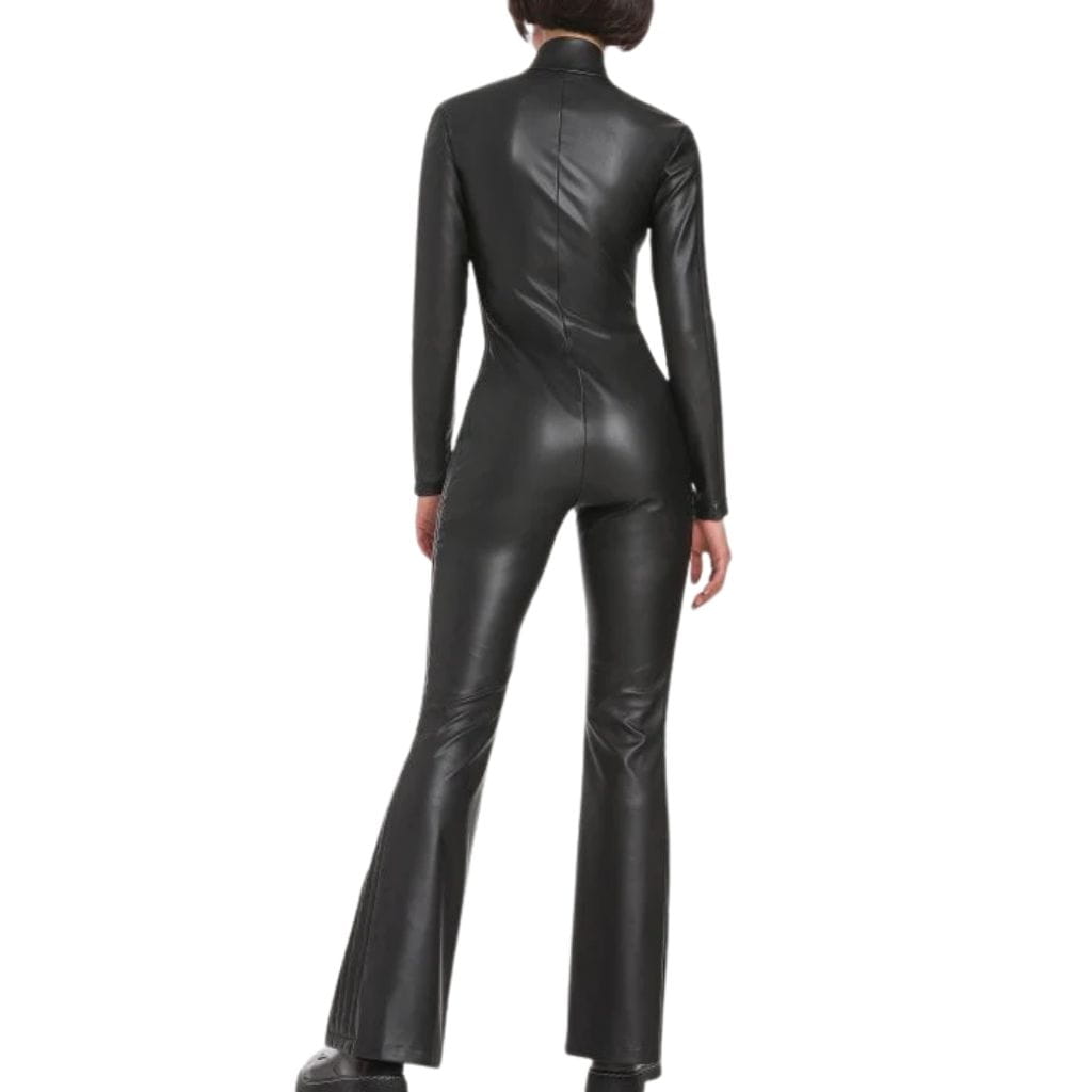 short (2) (1) Back Classic Black Women's Leather Jumpsuit