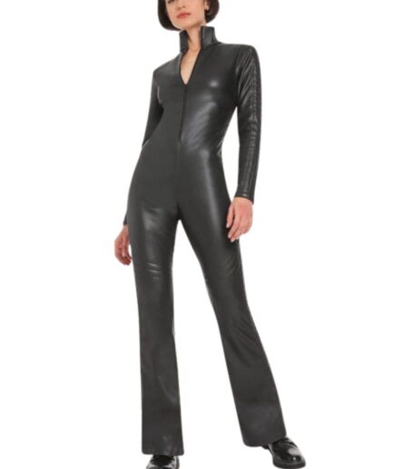 Classic Black Women's Leather Jumpsuit