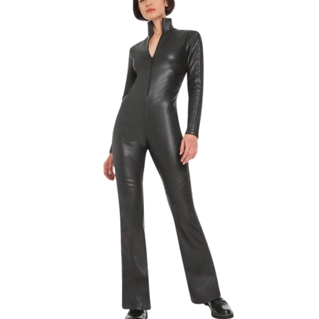 short (3) Classic Black Women's Leather Jumpsuit