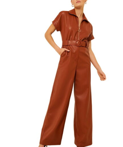 Red Leather Jumpsuit For Women