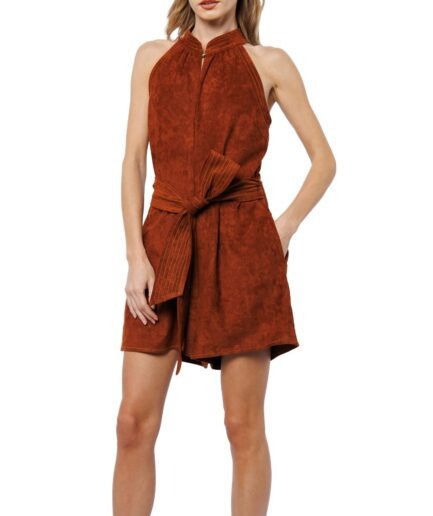 Red Suede Leather Rompe