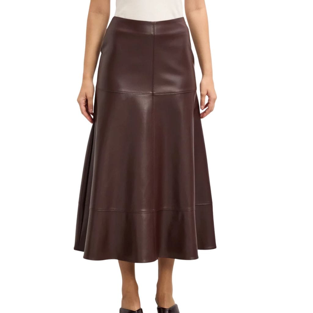 short (39) (1) Chocolate Brown Leather Midi Skirt