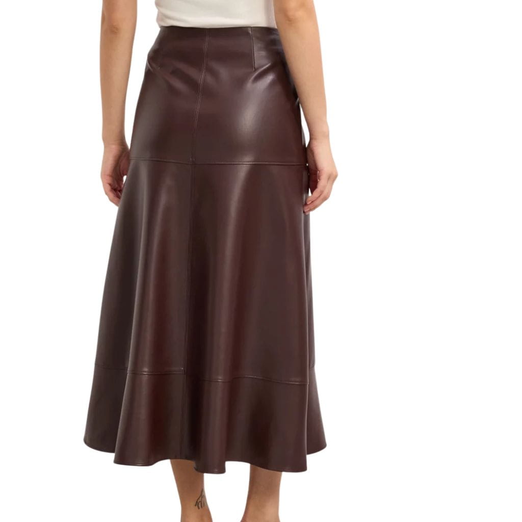 short (41) (1) Back Chocolate Brown Leather Midi Skirt